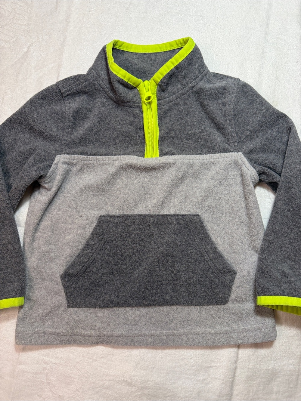 OshKosh B'gosh Gray Fleece Pullover with Lime Trim